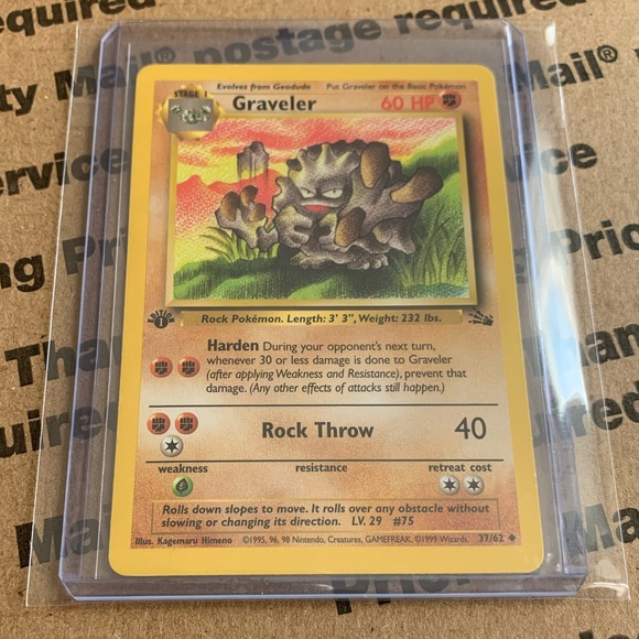 1995 graveler pokemon card Vintage Uncommon - Graveler Fossil Non-Holo Pokemon Card 37/62 main image 0